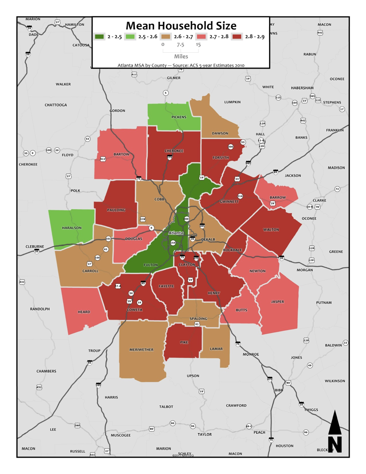 Average Household Size – metro counties