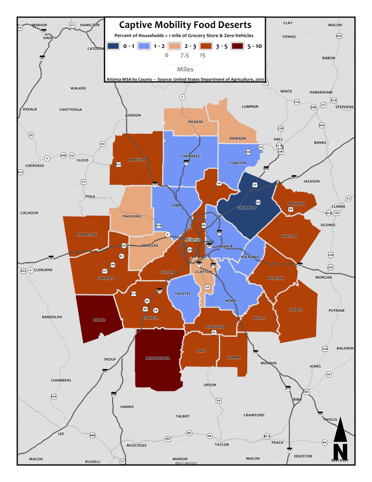 Captive Mobility Food Deserts – metro counties