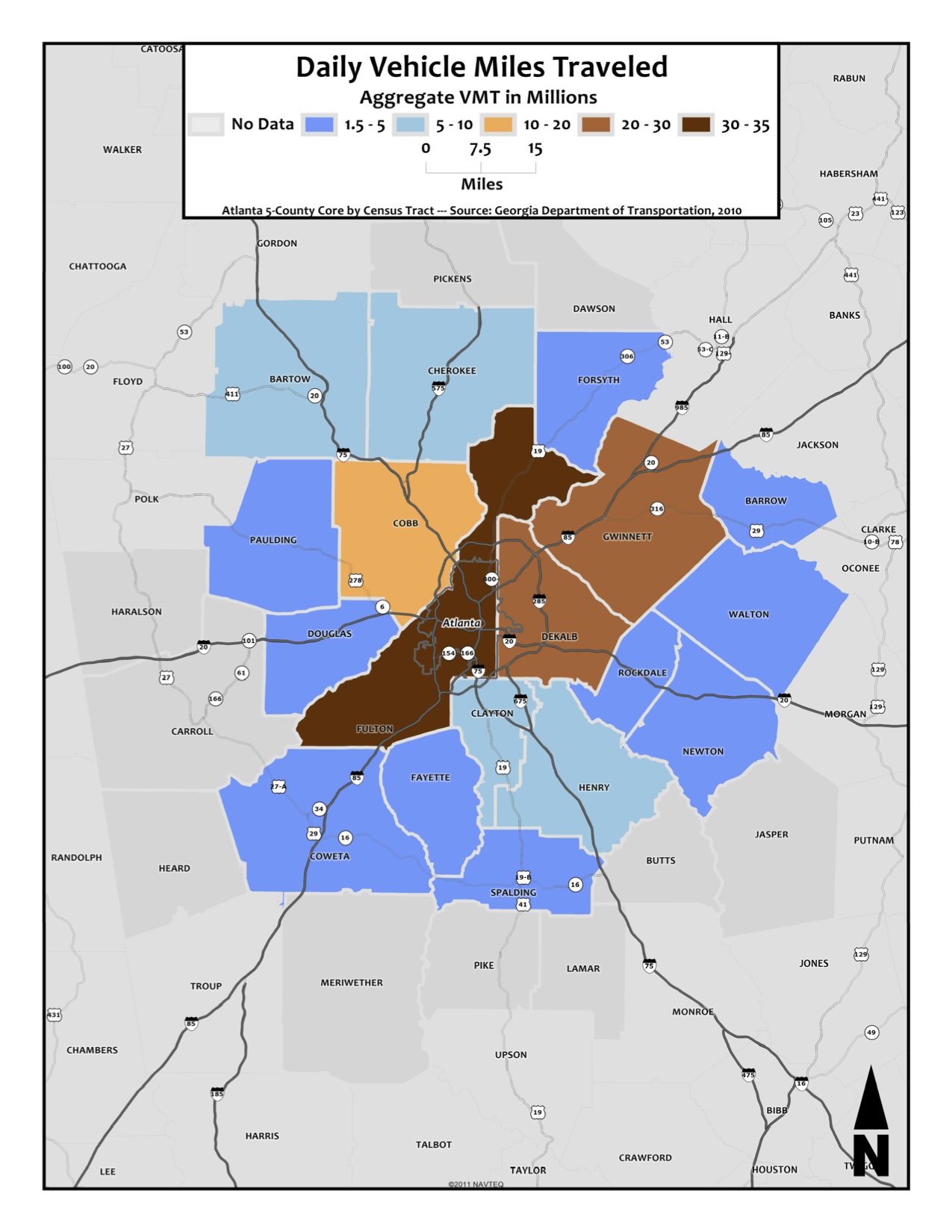 Daily Aggregate VMT – metro counties