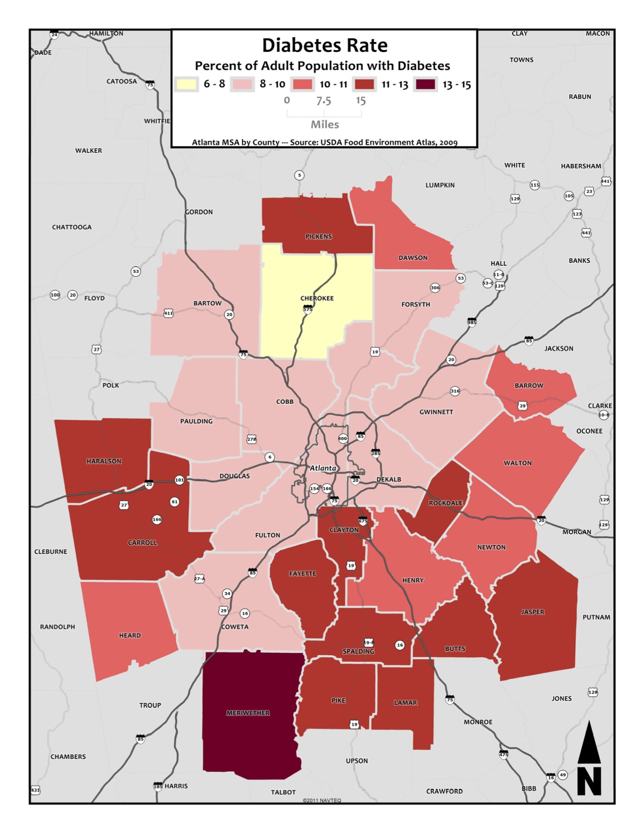 Diabetes Prevalence in Adult Population – metro counties