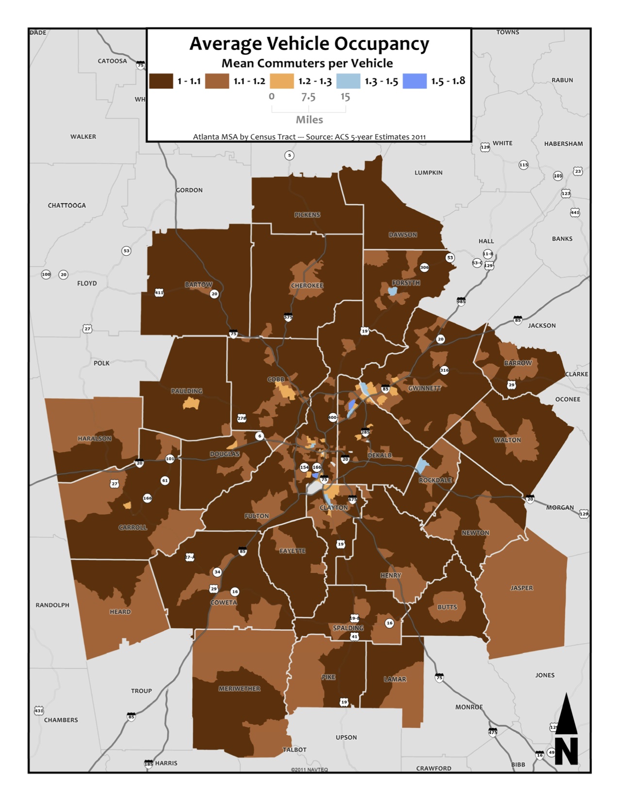 Occupants per Vehicle – metro tracts