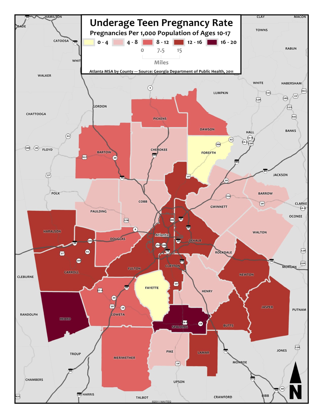 Underage Teen Pregnancy Rate – metro counties