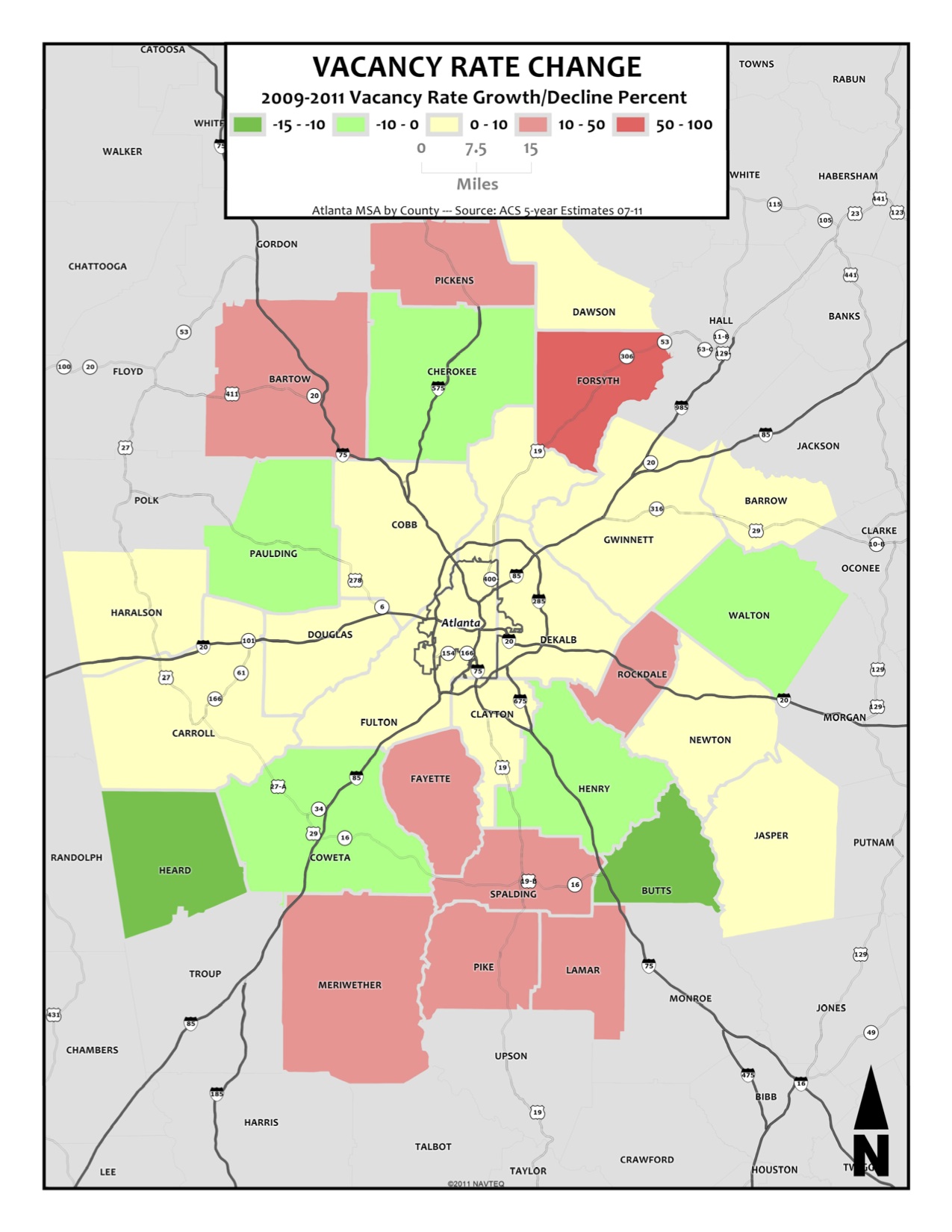 Vacancy Rate Change 2009-2011 – metro counties