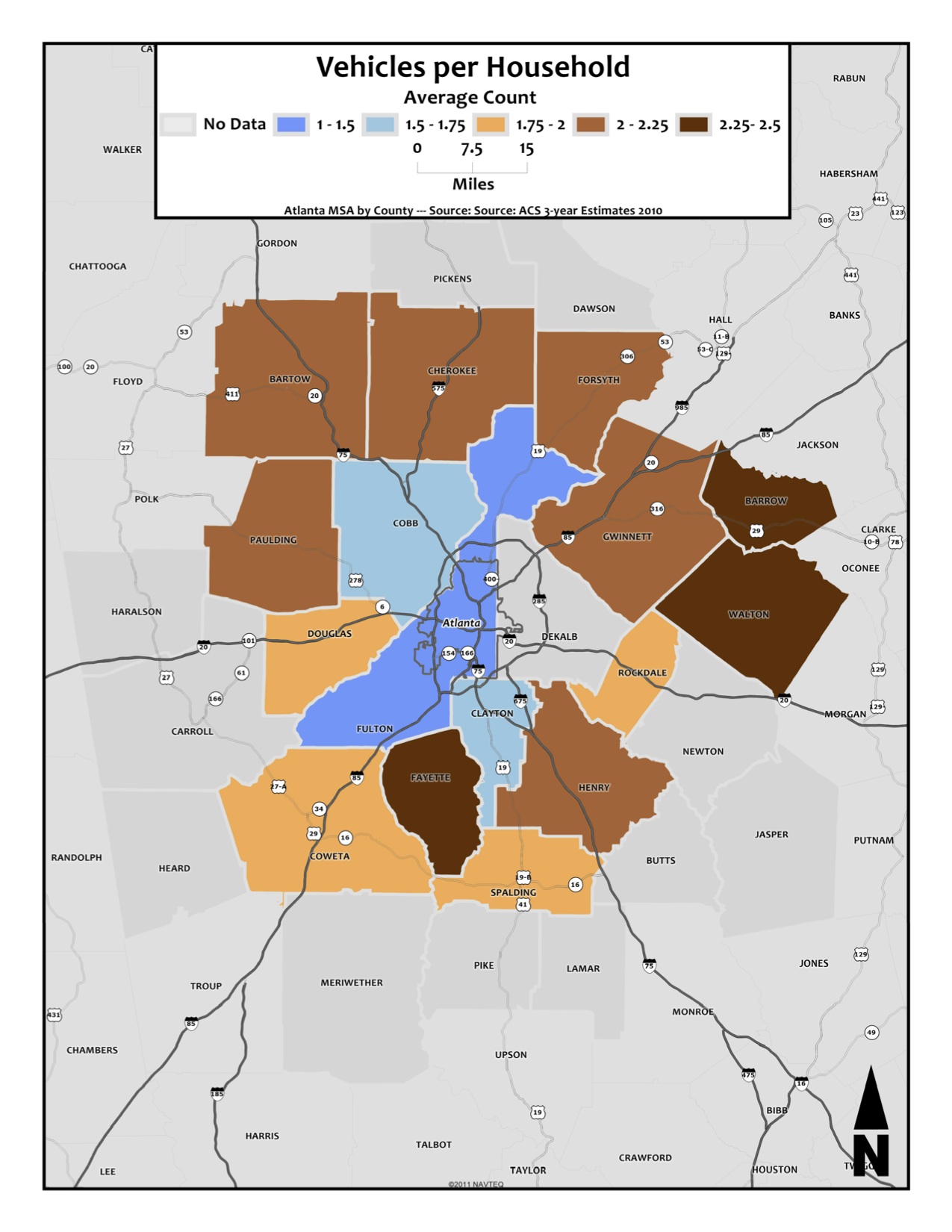 Vehicles per Household – metro counties