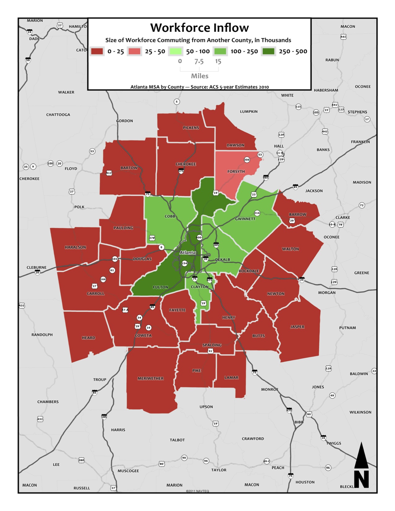 Workforce Inflow Size – metro counties