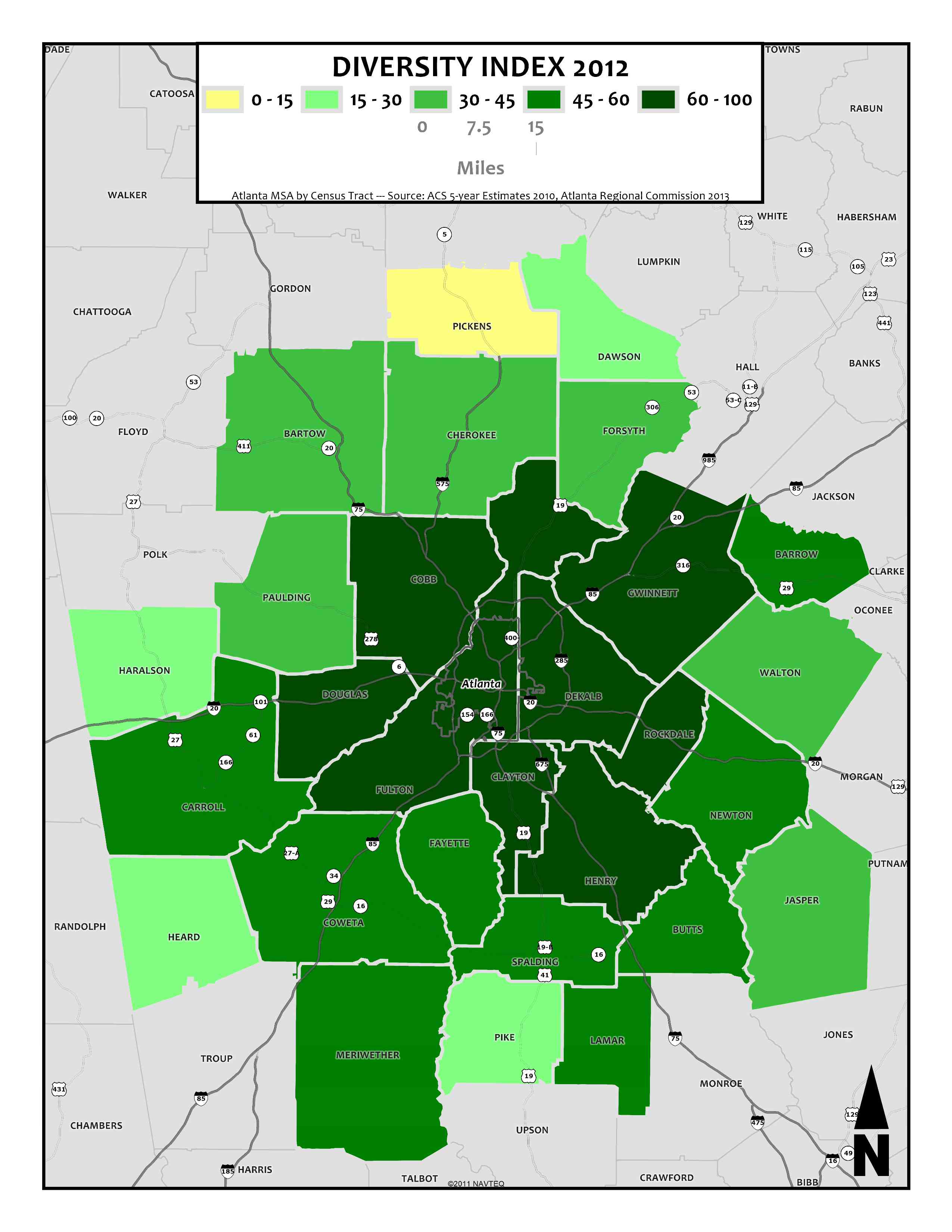 Diversity Index 2012 – metro counties