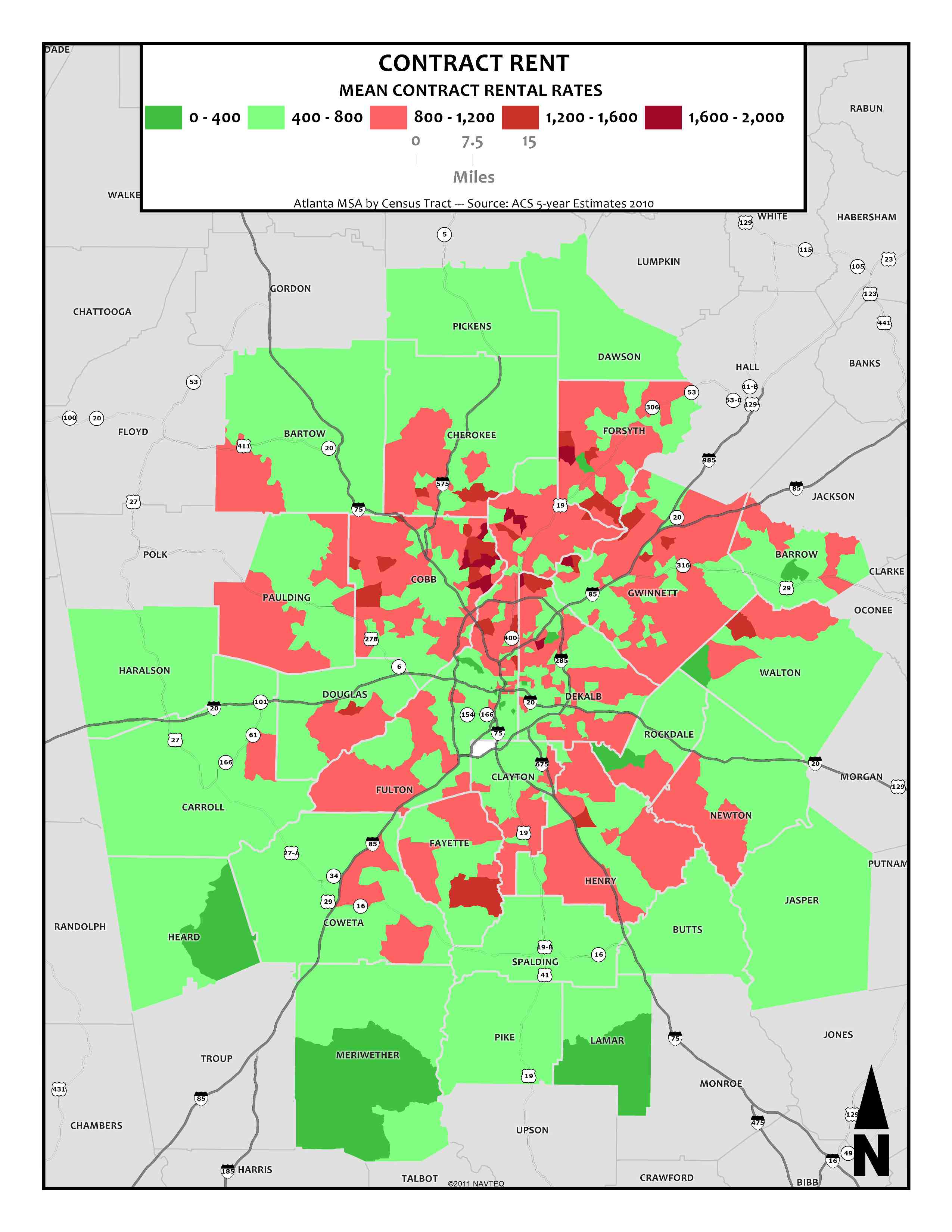 Median Contract Rent – metro tracts