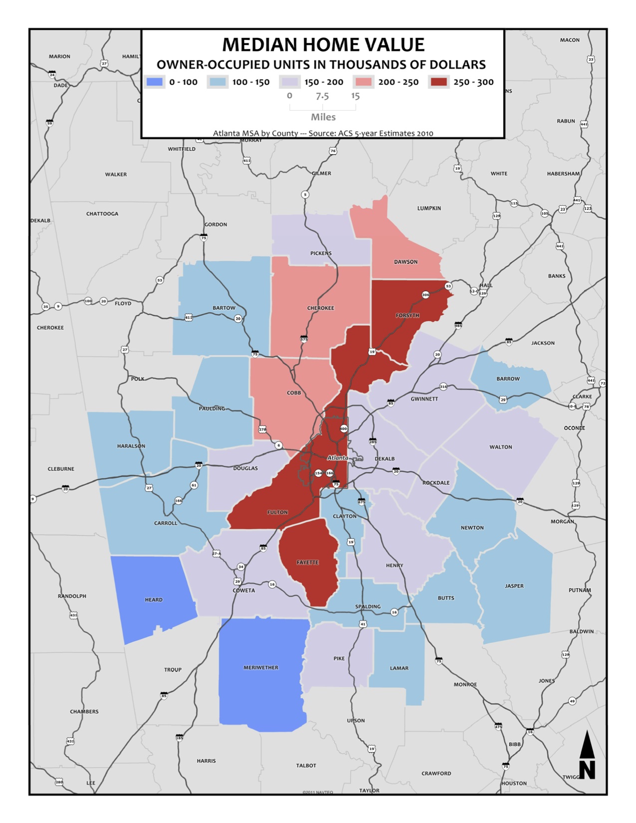 Median Home Value – metro counties