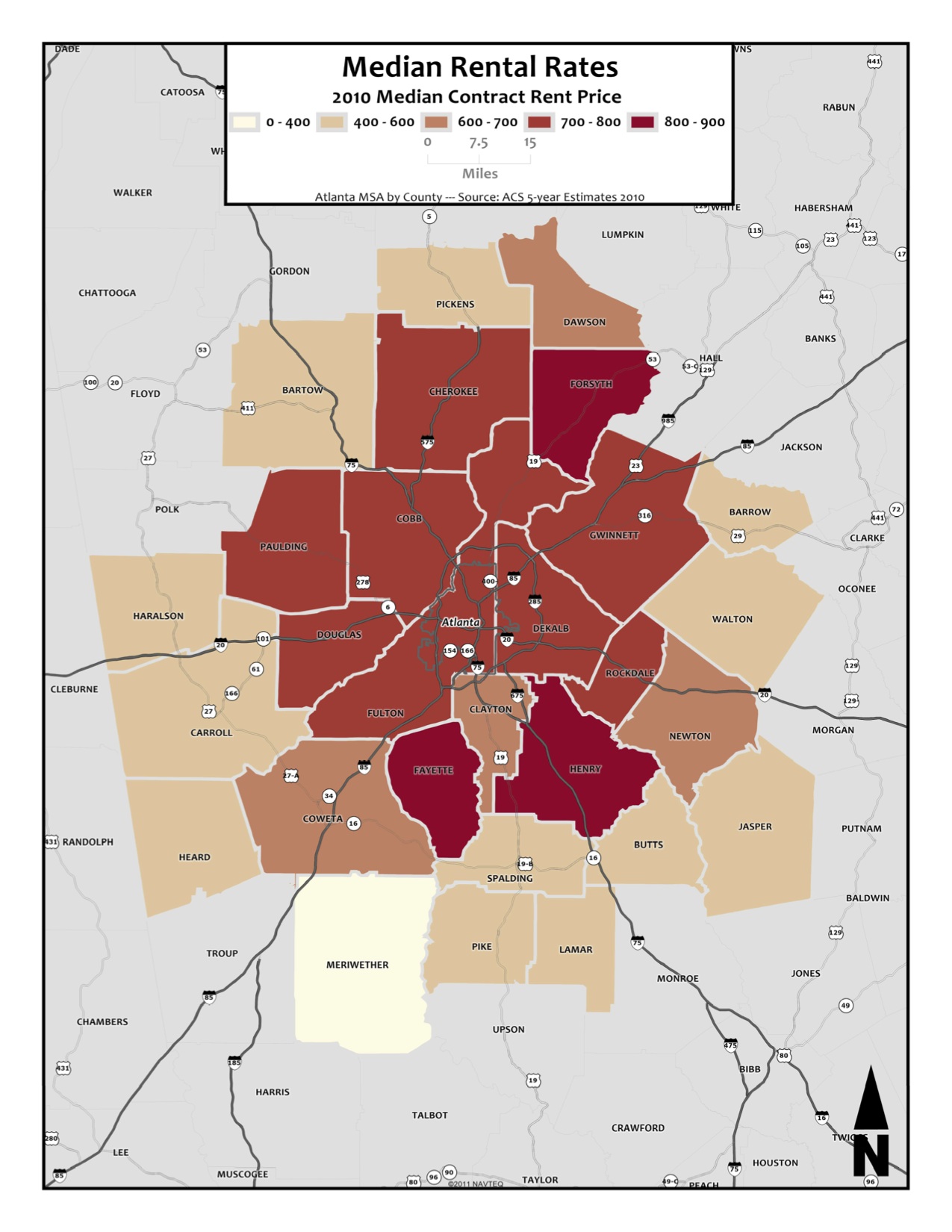 Median Rental Rates – metro counties