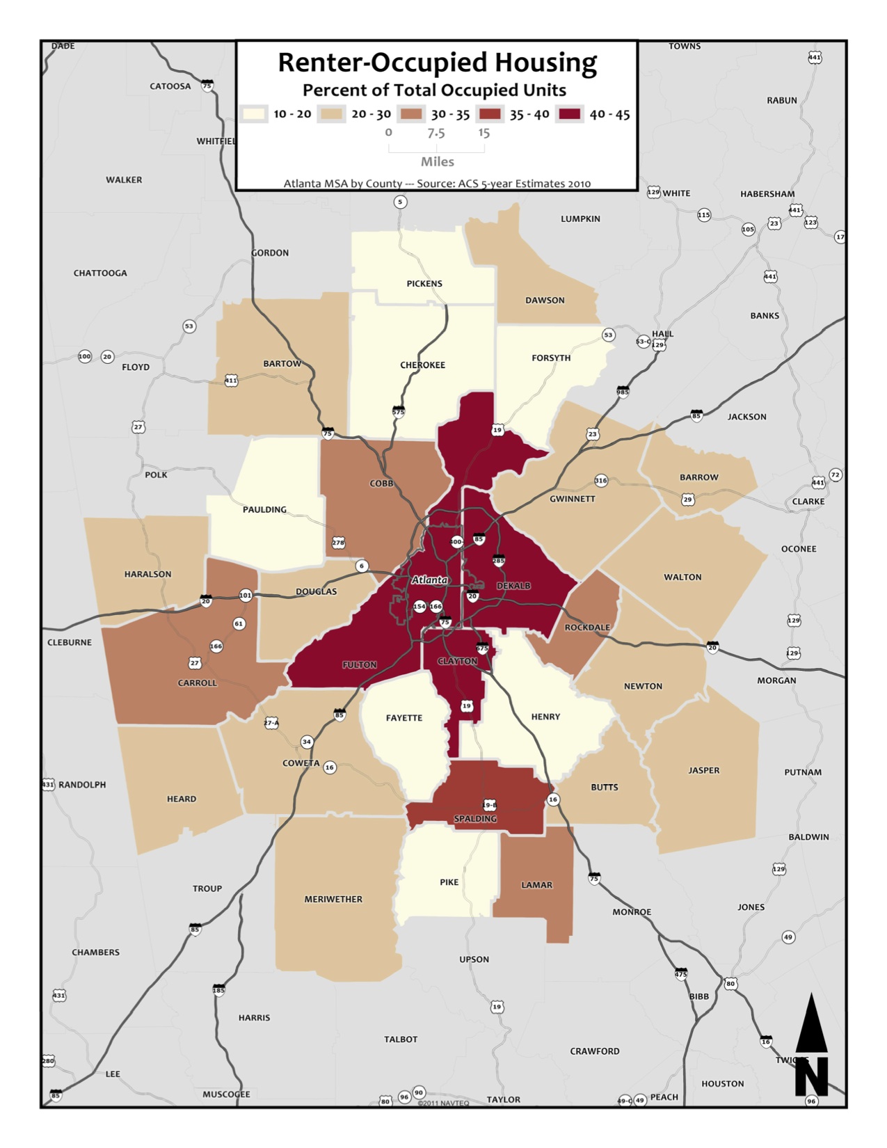 Renter Occupied Housing Percent – metro counties