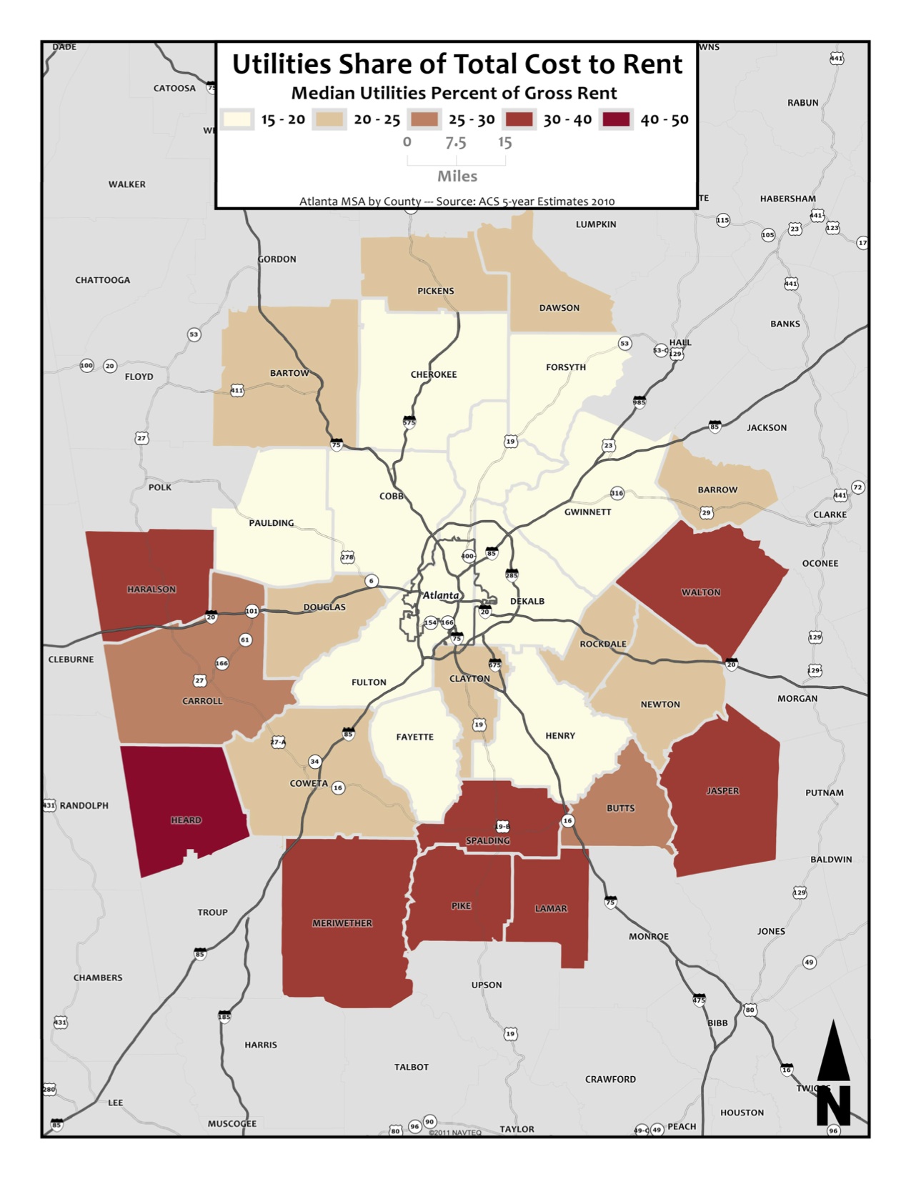 Utilities Share of Total Rent Cost – metro counties