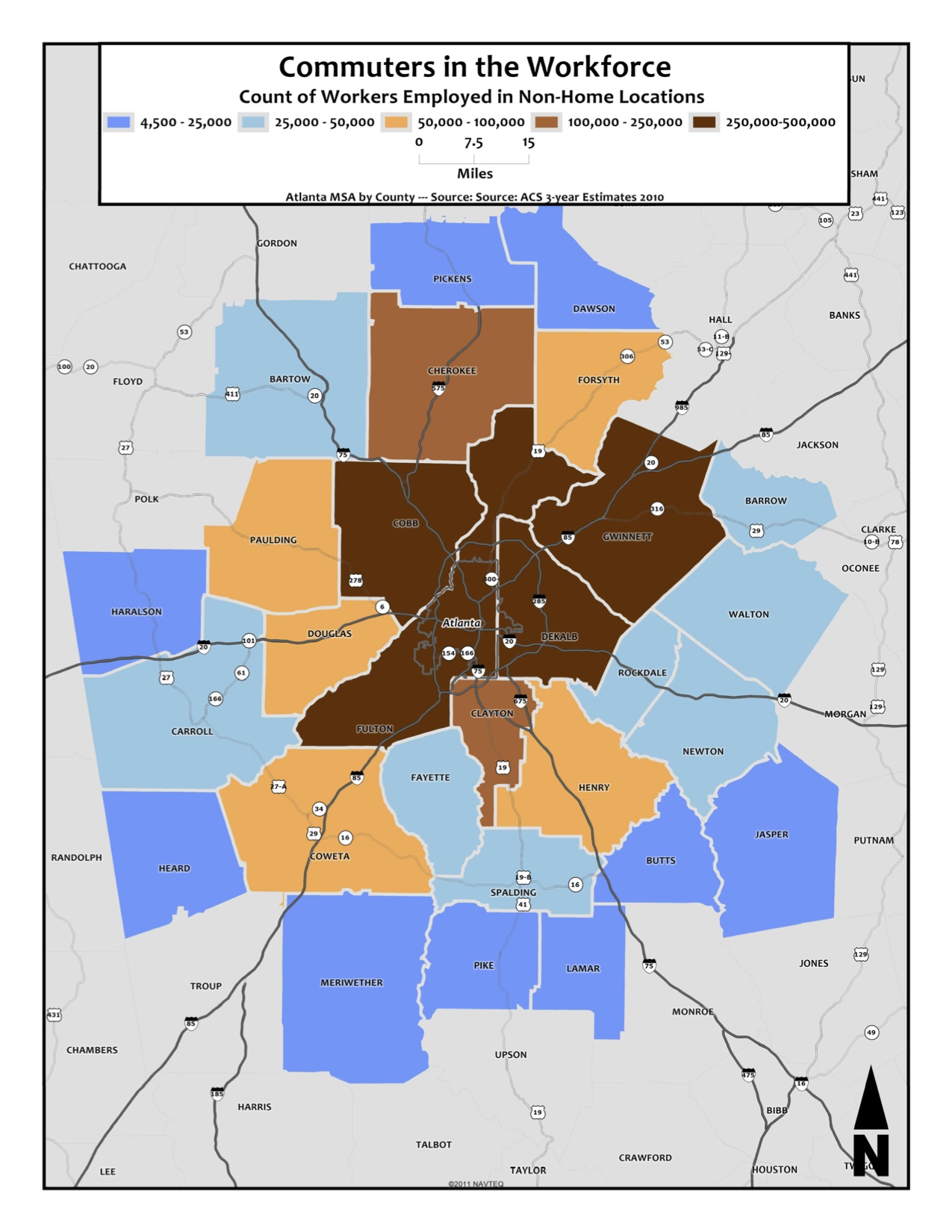 Commuting Workforce Size – metro counties
