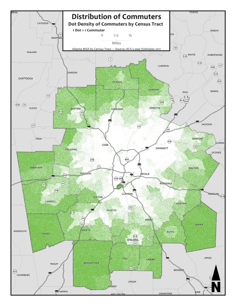 Distribution of Commuters by Dot Density1