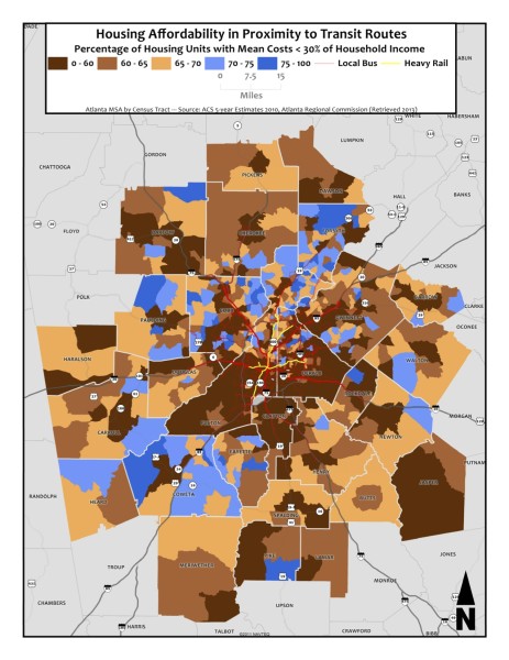Housing Affordable to 30- of Income with Transit