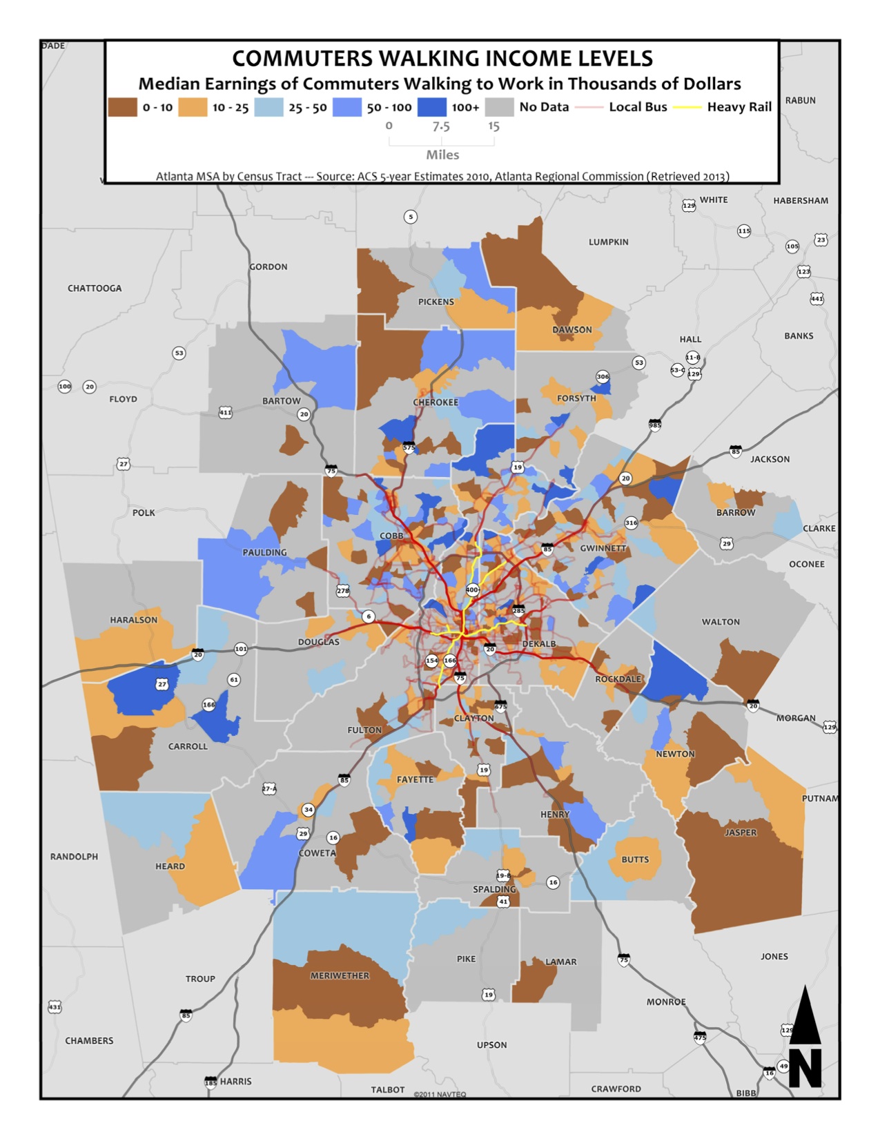 Walking to Work – metro tracts | Metro Atlanta Equity Atlas