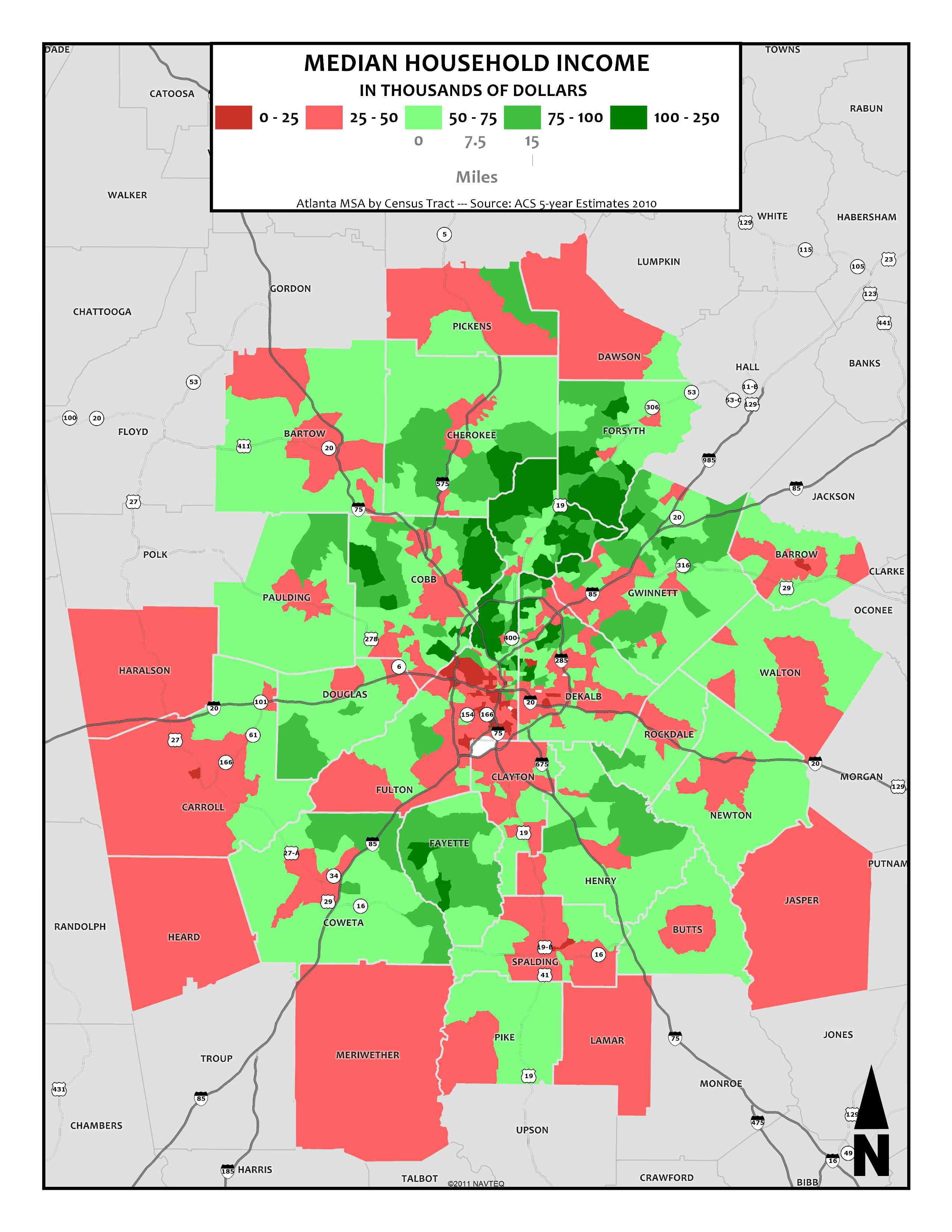 Median Household metro tracts Metro Atlanta Equity Atlas