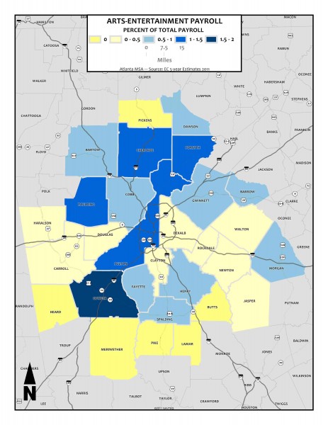 Arts & Entertainment Payroll Share, 2011 - metro counties1