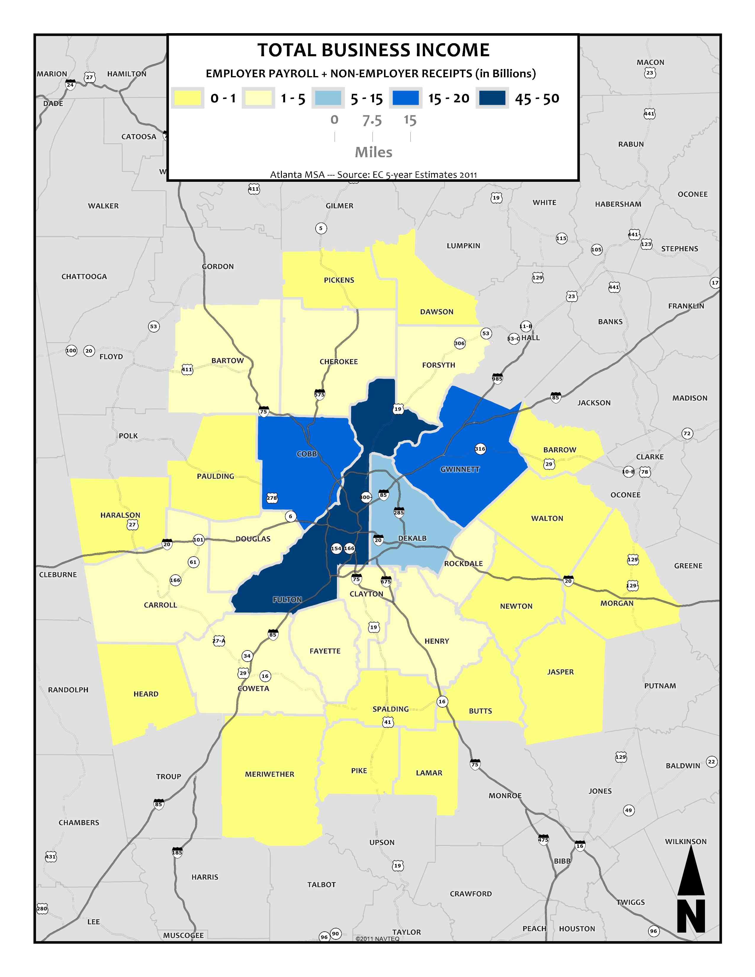 Total Business Income, 2011 – metro counties