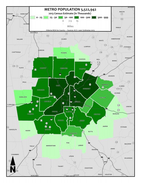 Total Population, 2013 - metro counties1