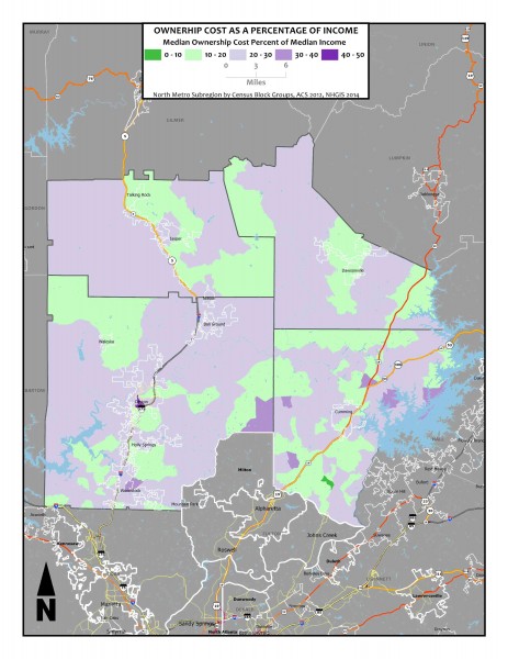 Ownership Costs as a Percentage of Income - North Metro block groups1