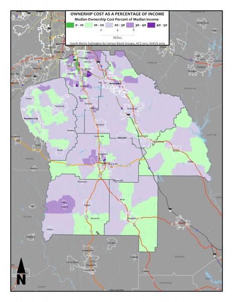 Ownership Costs as a Percentage of Income - South Metro block groups1