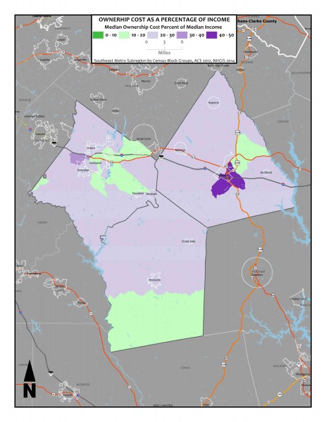 Ownership Costs as a Percentage of Income - Southeast Metro block groups1