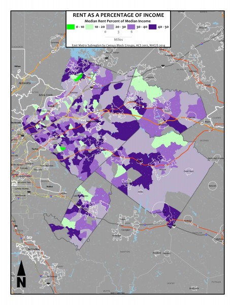 Rent as a Percentage of Income - East Metro block groups1
