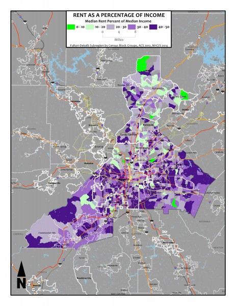 Rent as a Percentage of Income - Fulton-DeKalb block groups1