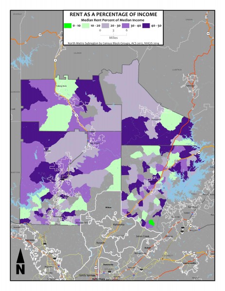 Rent as a Percentage of Income - North Metro block groups1