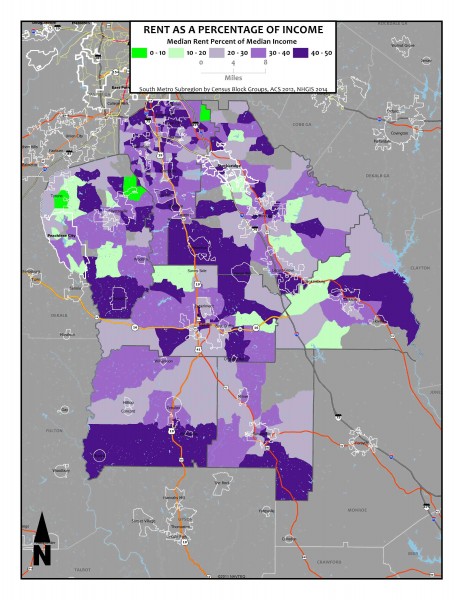 Rent as a Percentage of Income - South Metro block groups1