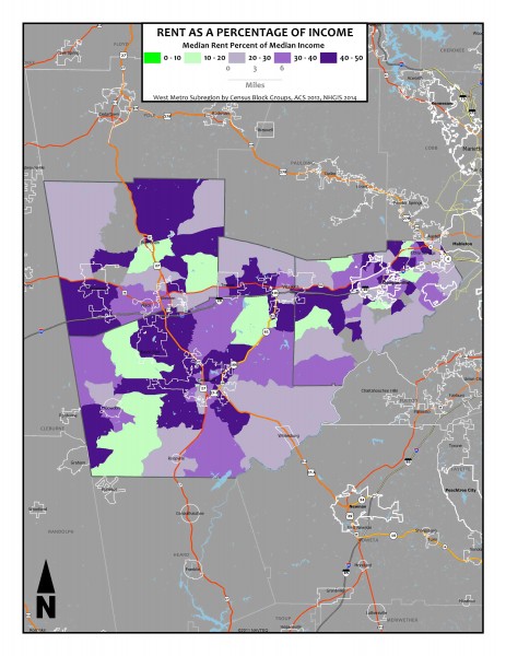 Rent as a Percentage of Income - West Metro block groups1